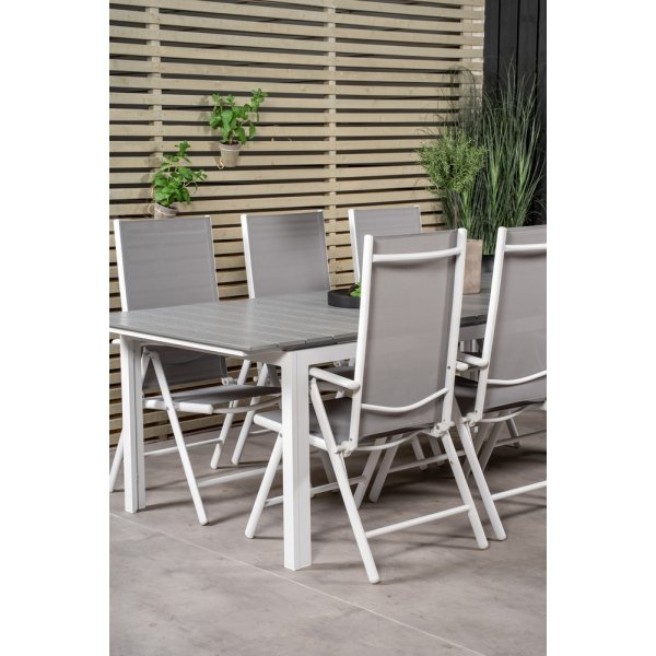 Levels utematgrupp med 6 st Break positionsstolar - Grå/Vit Levels utematgrupp med 6 st Break positionsstolar - Grå/Vit