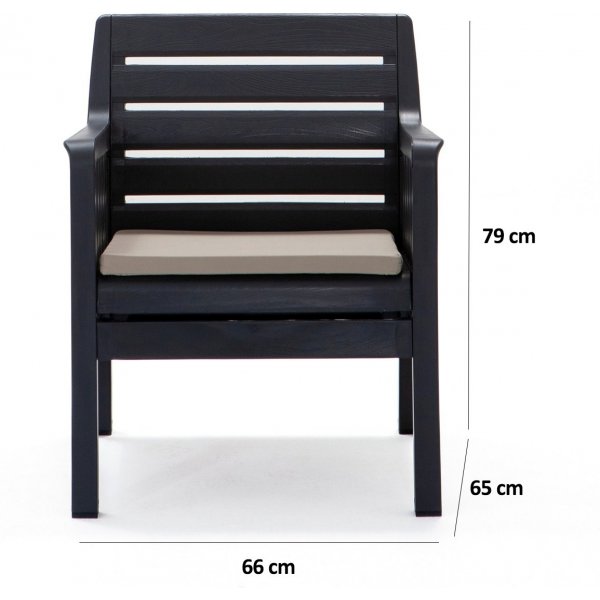 Groupe salon Lara avec canapé 2 places, 2 fauteuils et table - Anthracite Groupe salon Lara avec canapé 2 places, 2 fauteuils et table - Anthracite