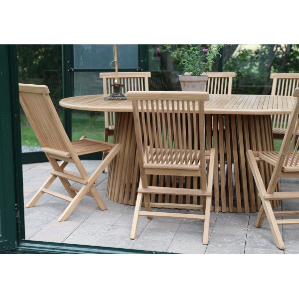 Saltö utematgrupp ovalt matbord 200 cm med 6 st matstolar - Teak Saltö utematgrupp ovalt matbord 200 cm med 6 st matstolar - Teak