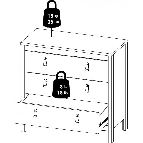 Madrid dressoir met 3 laden - Zwart Madrid dressoir met 3 laden - Zwart