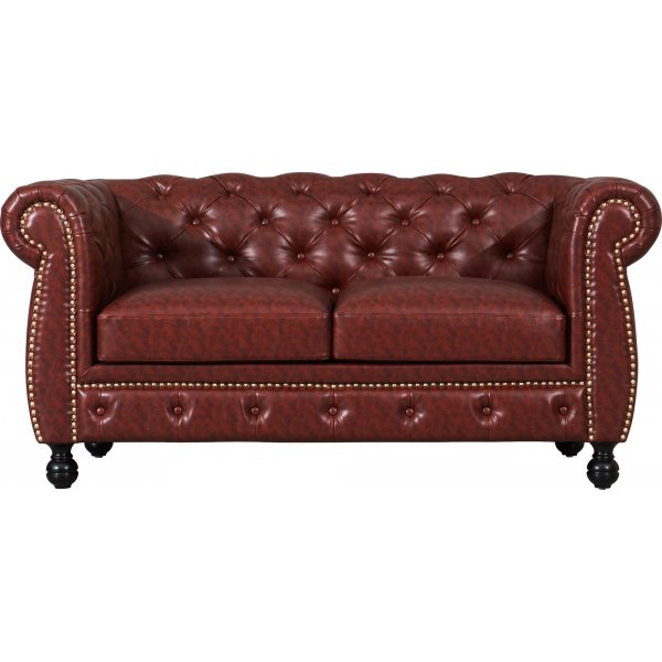 Canap Chesterfield 2 places en PU marron
