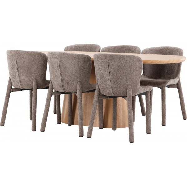 Matbord Stjärnö med 6 st Astoria stolar - Brun + 4.00 x Möbeltassar Matbord Stjärnö med 6 st Astoria stolar - Brun + 4.00 x Möbeltassar