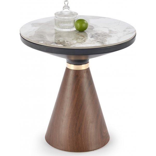 Table basse Genesis Ø50 cm - Marbre blanc/noyer Table basse Genesis Ø50 cm - Marbre blanc/noyer