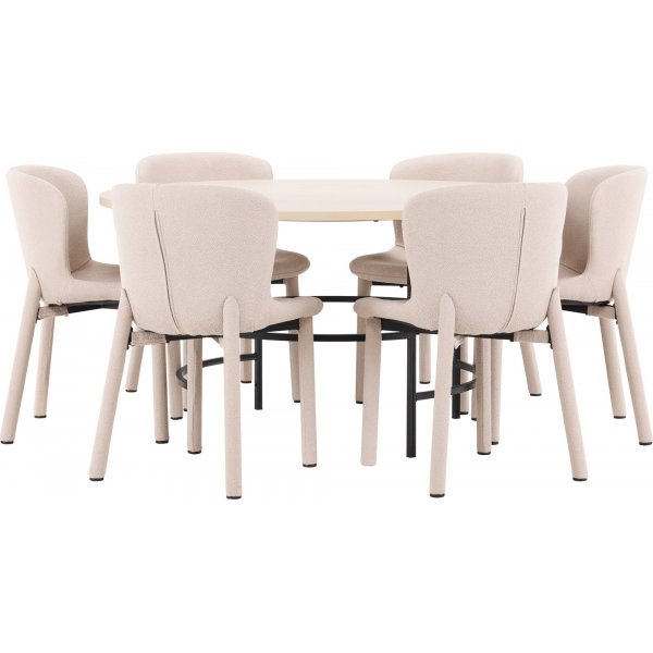 Matbord Copenhagen med 6 st Astoria stolar - Beige/svart/whitewash Matbord Copenhagen med 6 st Astoria stolar - Beige/svart/whitewash