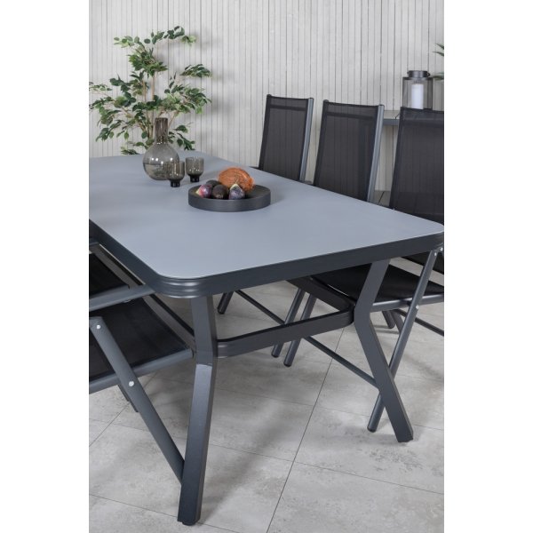 Groupe repas extérieur Virya avec 6 chaises Break - Noir/Gris Groupe repas extérieur Virya avec 6 chaises Break - Noir/Gris