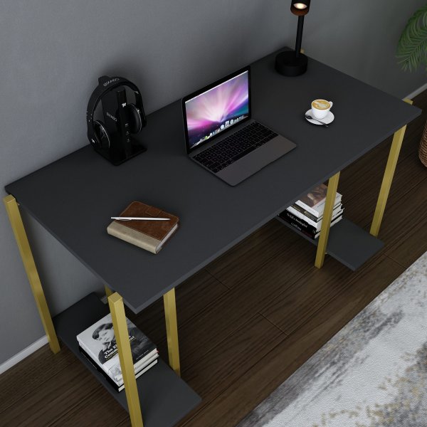 Bureau Academy 125,2 x 60 cm - Or/anthracite Bureau Academy 125,2 x 60 cm - Or/anthracite