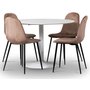 Seat matgrupp, runt matbord med 4 st Carisma sammetsstolar - Vit/Korall