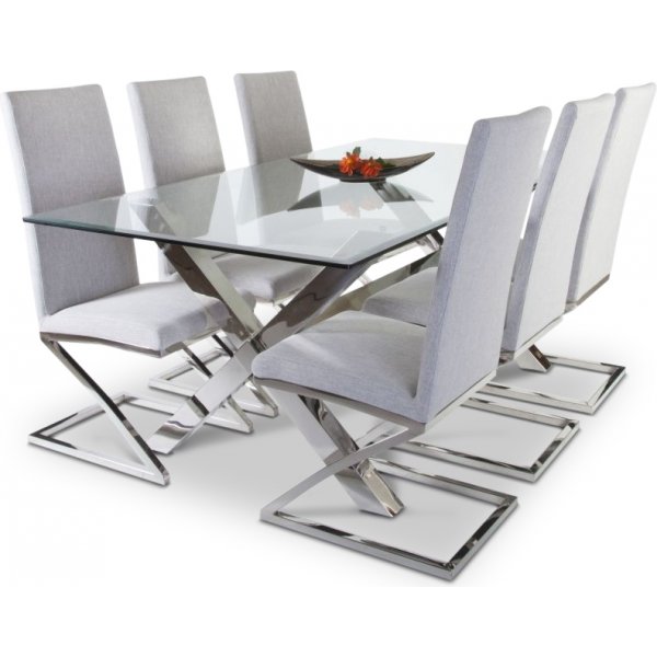 Maine eettafel in chroom en glas - 200x95 cm