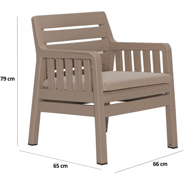 Groupe lounge Lara avec 2 fauteuils et table - Cappuccino Groupe lounge Lara avec 2 fauteuils et table - Cappuccino