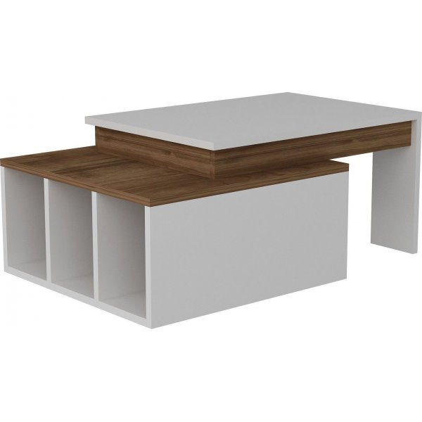 Kolarado salontafel 90 x 60 cm - Wit/walnoot