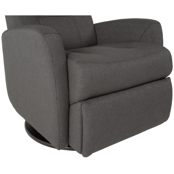 Frans reclinerfåtölj med gungfunktion och snurr - Grå tyg Frans reclinerfåtölj med gungfunktion och snurr - Grå tyg