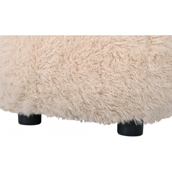 Fluffy sittpuff i beige hrigt tyg
