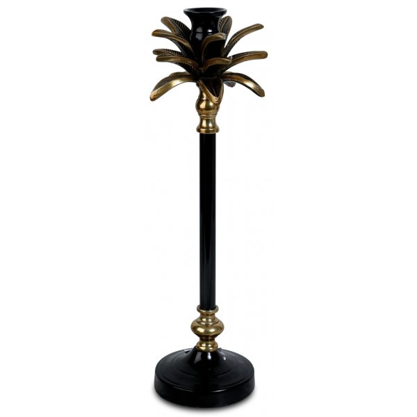 Ljusstake palm H40cm - Guld/Svart