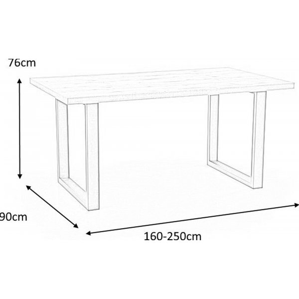 Table à manger extensible Sauber 90x160-250 cm - Chêne/noir Table à manger extensible Sauber 90x160-250 cm - Chêne/noir