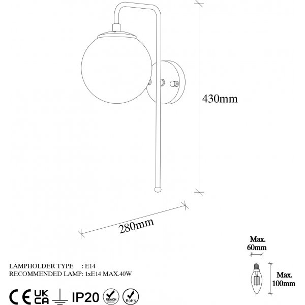 Viran vägglampa 10925 - Vintage/vit Viran vägglampa 10925 - Vintage/vit
