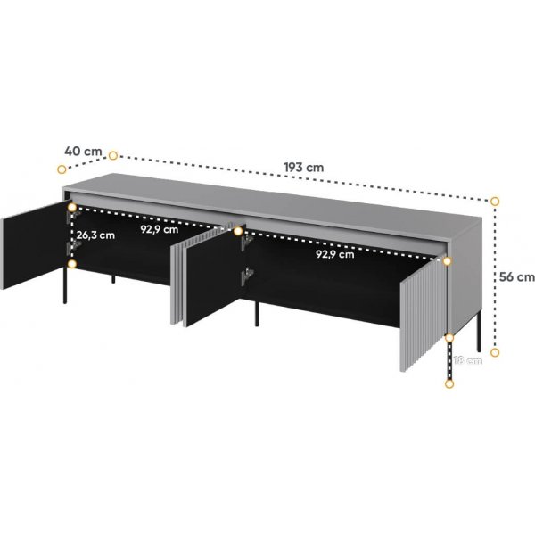 Trend TV-bänk B193 cm - Grå/svart Trend TV-bänk B193 cm - Grå/svart