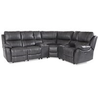 Enjoy recliner-hörnsoffa - 4-sits (el) i grått konstskinn (modell V) Enjoy recliner-hörnsoffa - 4-sits (el) i grått konstskinn (modell V)