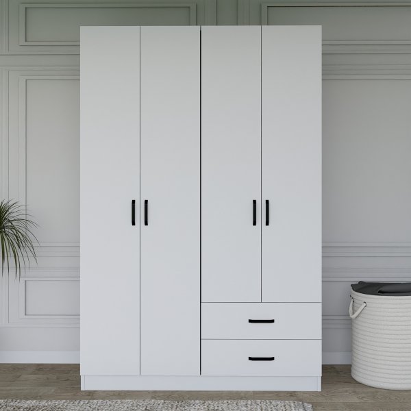 Armoire Yaman 120 x 45 x 180 cm Variante B - Blanc mat Armoire Yaman 120 x 45 x 180 cm Variante B - Blanc mat