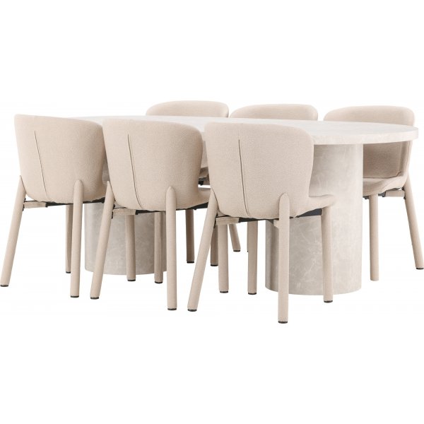 Matbord Narvik med 6 st Astoria stolar - Beige Matbord Narvik med 6 st Astoria stolar - Beige