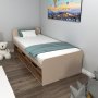 Akser enkelsng med inbyggd frvaring 190 x 90 cm - Ljus valnt/beige