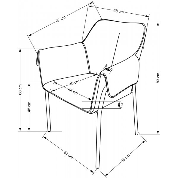 Chaise de salle à manger Cadeira 522 - Gris Chaise de salle à manger Cadeira 522 - Gris