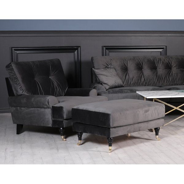 Adena f�t�lj i m�rkgr� sammet