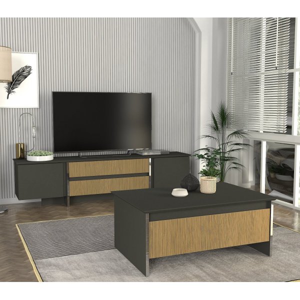 Poem soffbord 90 x 60 cm - Antracit/valnöt Poem soffbord 90 x 60 cm - Antracit/valnöt