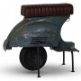 Tabouret de bar scooter - Bleu vintage / Marron