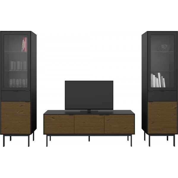 Soma vitrinekast met glazen deur - Zwart/espresso