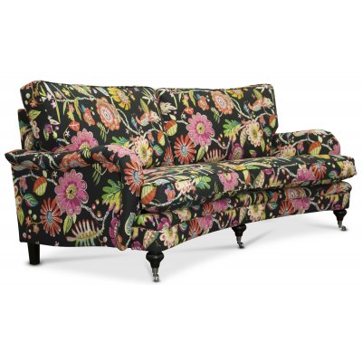 Savoy 3-sits svngd soffa med blommigt tyg - Havanna Svart