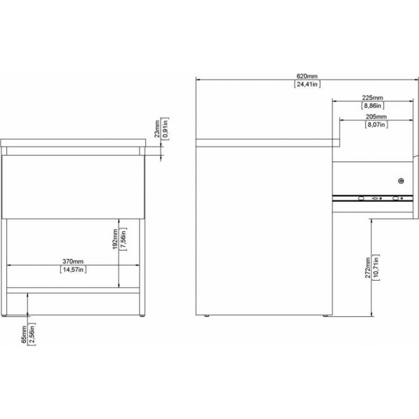 Table de chevet Naia 1 - Béton/blanc Table de chevet Naia 1 - Béton/blanc