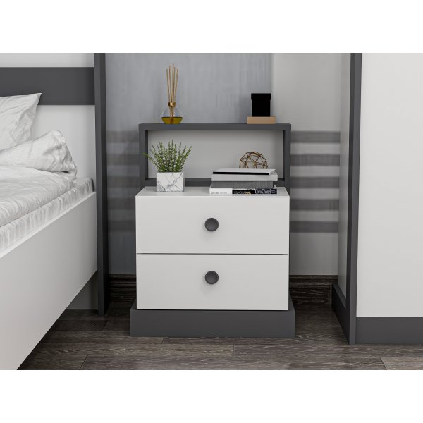 Table de chevet Life - Anthracite/blanc Table de chevet Life - Anthracite/blanc