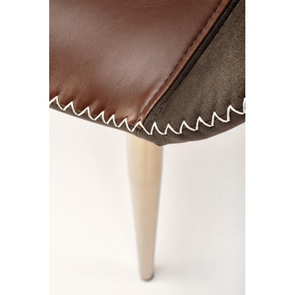 Chaise de salle  manger Ryan - Brun/gris/Laiton