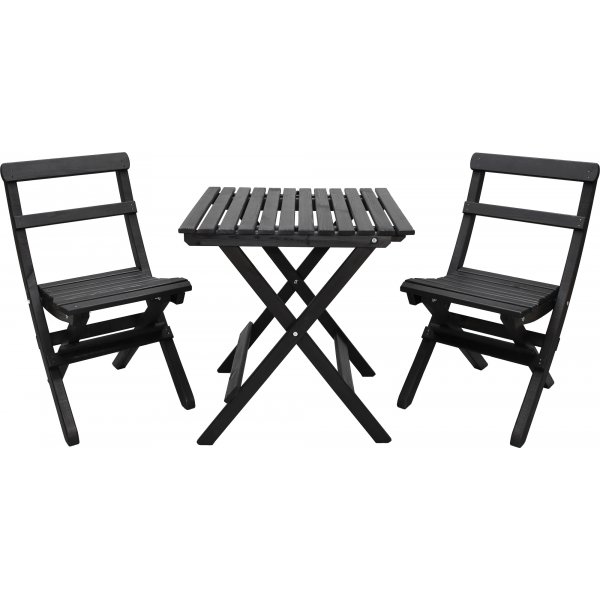 Wilma utegrupp bord 65 x 65 cm inkl 2 st Knohult stolar - Svart Wilma utegrupp bord 65 x 65 cm inkl 2 st Knohult stolar - Svart