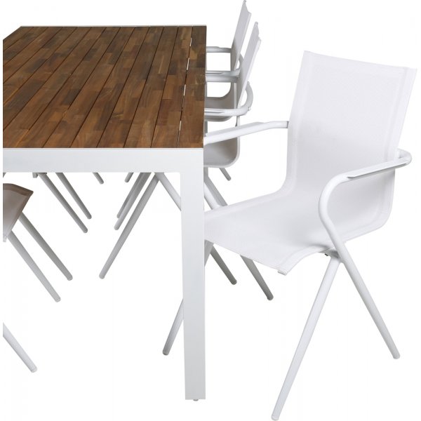 Bois utematgrupp med 6 st Alina stolar - Vit/Akacia Bois utematgrupp med 6 st Alina stolar - Vit/Akacia