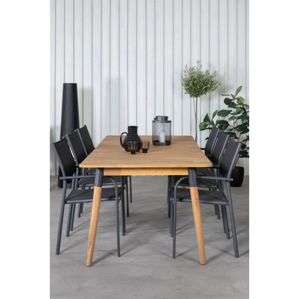 Julian utematgrupp med 6 st Santorini stolar - Svart/Natur