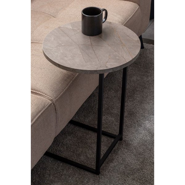 Mitazor sidobord Ø38 cm - Grå marmor/svart Mitazor sidobord Ø38 cm - Grå marmor/svart