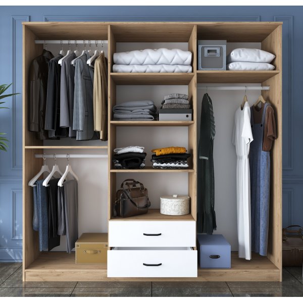 Baden kledingkast 11 - Walnoot/wit