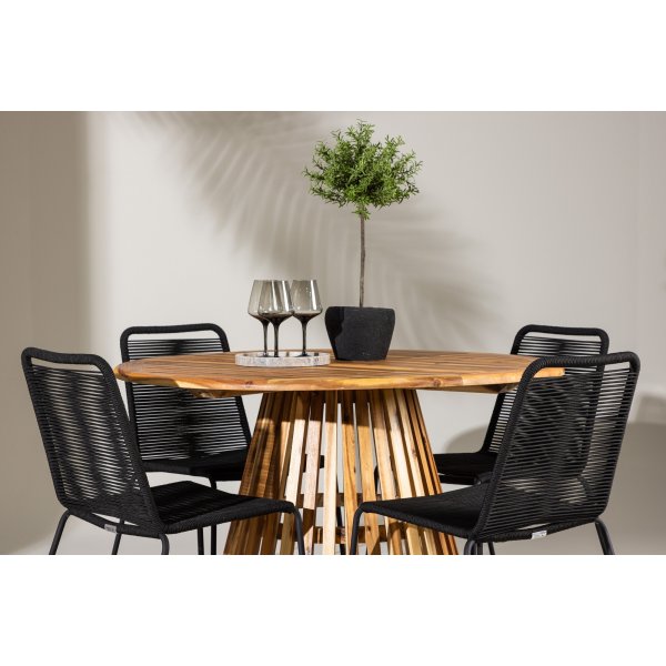 Lumpur rund matgrupp med 4 st Lindos stolar - Svart + 3.00 x Möbeltassar Lumpur rund matgrupp med 4 st Lindos stolar - Svart + 3.00 x Möbeltassar