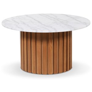 Table basse ronde Matisse en marbre 85 - Chne / marbre blanc