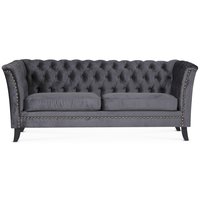 Chesterfield Liverpool 2-sits soffa - Silvergrå sammet Chesterfield Liverpool 2-sits soffa - Silvergrå sammet