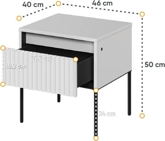 Trend nachtkastje - Wit/zwart