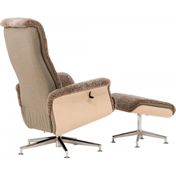 Frskinnsftlj med fotpall - Brun / ek - Ulla