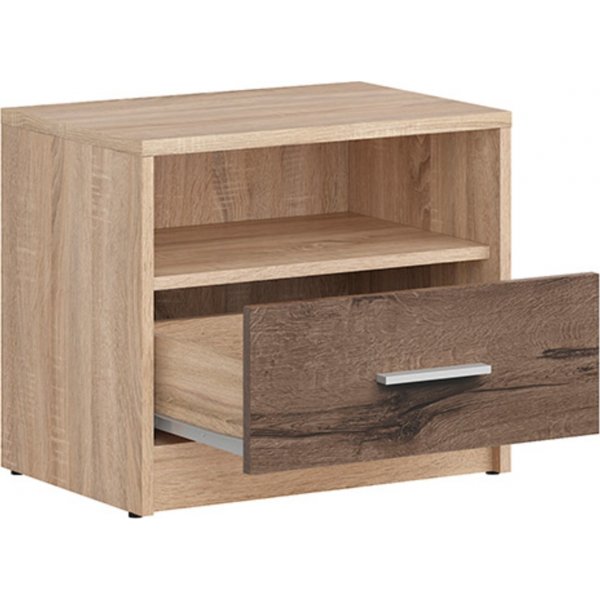 Nepo Plus nachtkastje - Sonoma eiken/donker eiken
