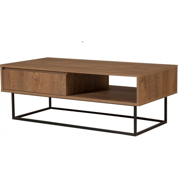 Soffbord Dale med låda i valnöt / Svart - 120x60 cm Soffbord Dale med låda i valnöt / Svart - 120x60 cm