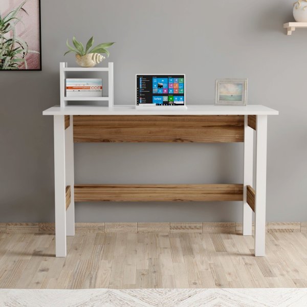 Bureau London 120 x 60 cm - Blanc/marron