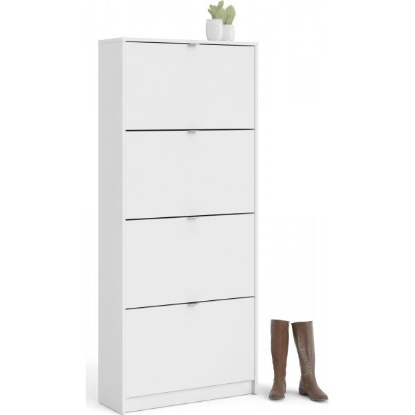 Meuble à chaussures profond avec 4 compartiments - Blanc Meuble à chaussures profond avec 4 compartiments - Blanc