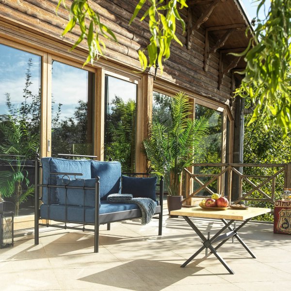 Hampus 2-sits utesoffa - Svart/blå Hampus 2-sits utesoffa - Svart/blå