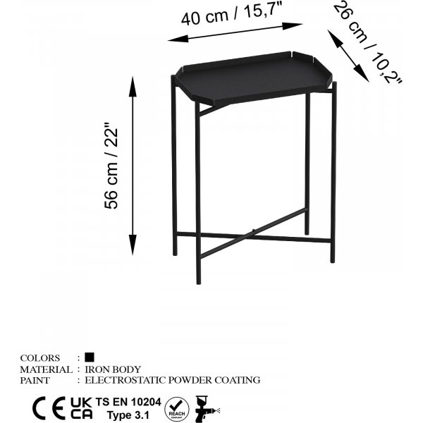 Table basse Vela 40 x 26 cm - Noir Table basse Vela 40 x 26 cm - Noir