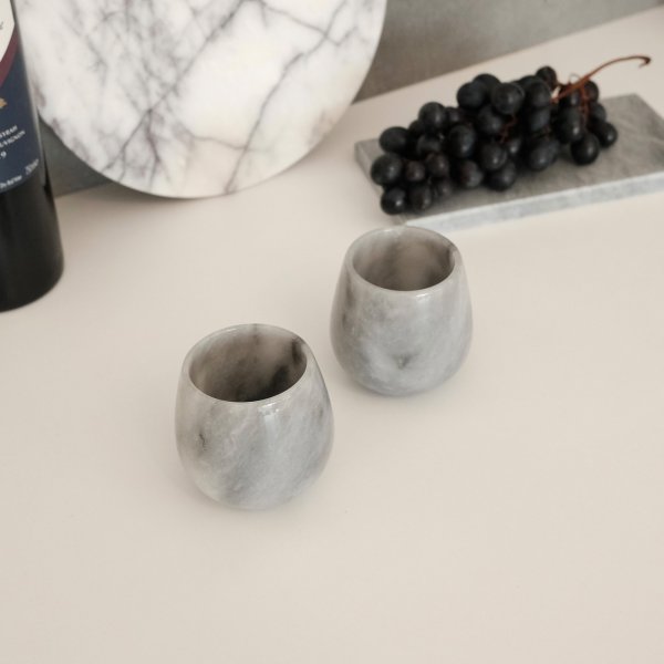 Kaffekoppar i grå marmor från Verona - 2 delar Kaffekoppar i grå marmor från Verona - 2 delar